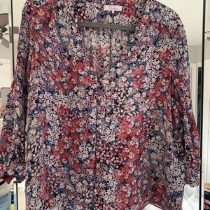 Parker New York Printed Blouse 100% Silk size Large